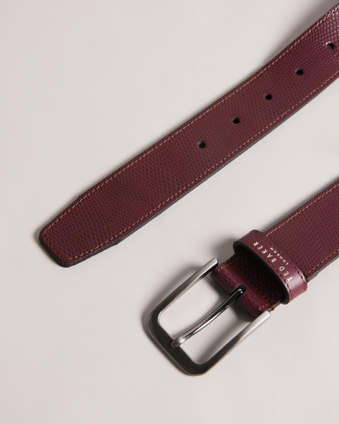 Ceinture Ted Baker Snake Texture Leather Bordeaux Homme | GRX-71419165